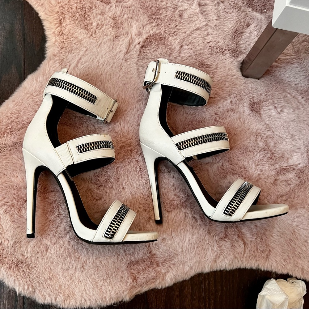 Steve Madden white zipper heels
